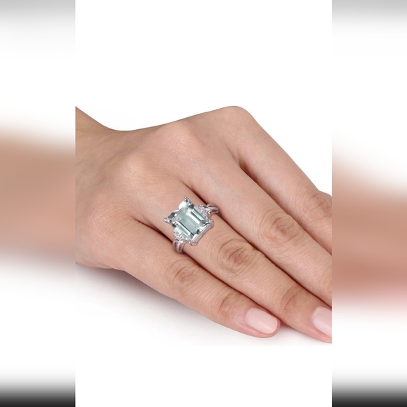 DELMAR STERLING SILVER PASIOLITE & WHITE TOPAZ SIZE 8 NEW IN BOX ❤ - Picture 6 of 8